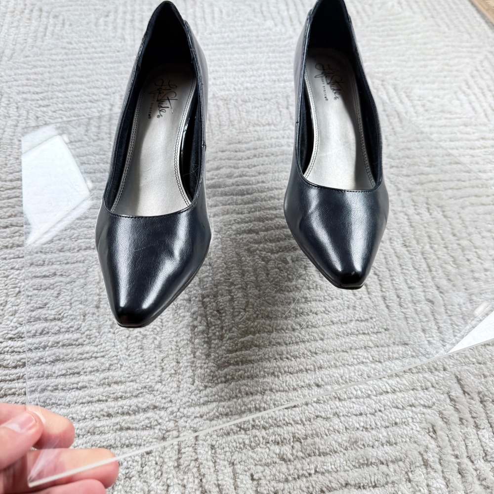 LifeStride Pumps Women 9.5M Navy Blue Pointed Toe Kitten Heel Soft System Office - Picture 3 of 16